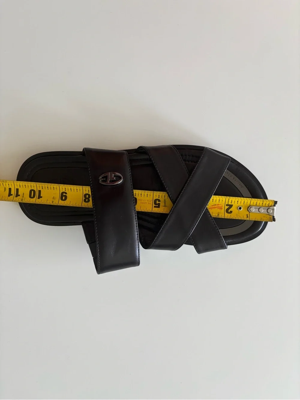 Men's Black Leather Cross-Strap Slide Sandals Gianfranco Butteri